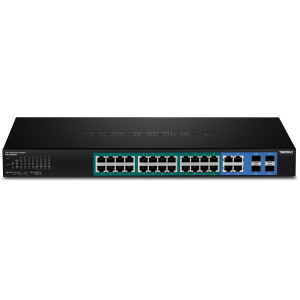 TRENDnet TPE-5028WS 28-Port Managed Gigabit Ethernet PoE+ Switch, 4x shared Gigabit ports (RJ-45 or SFP), rack mountable
